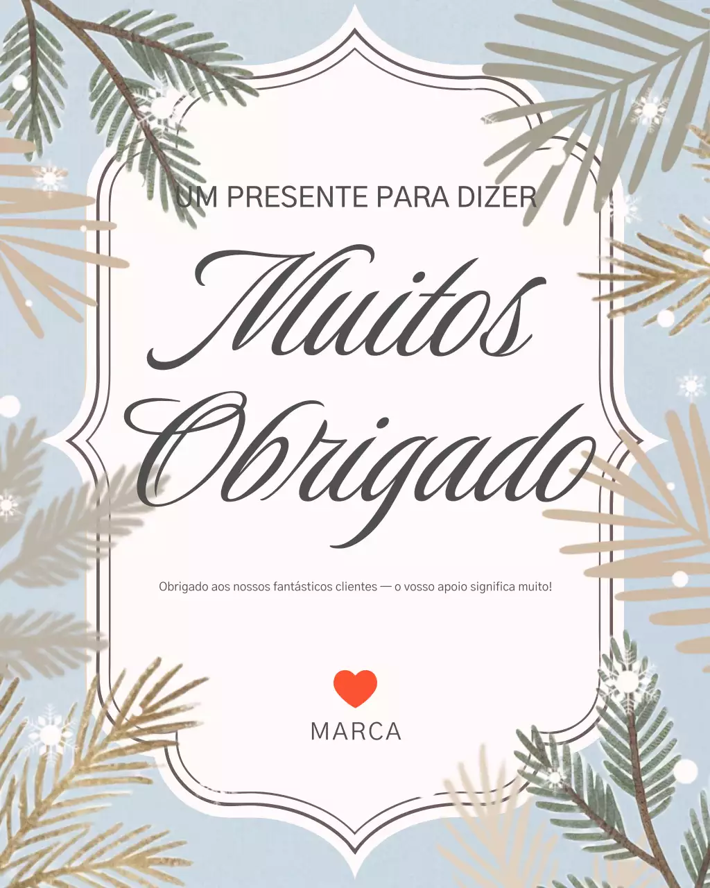Postagem no Instagram com um cartão de agradecimento elegante em tom bege.