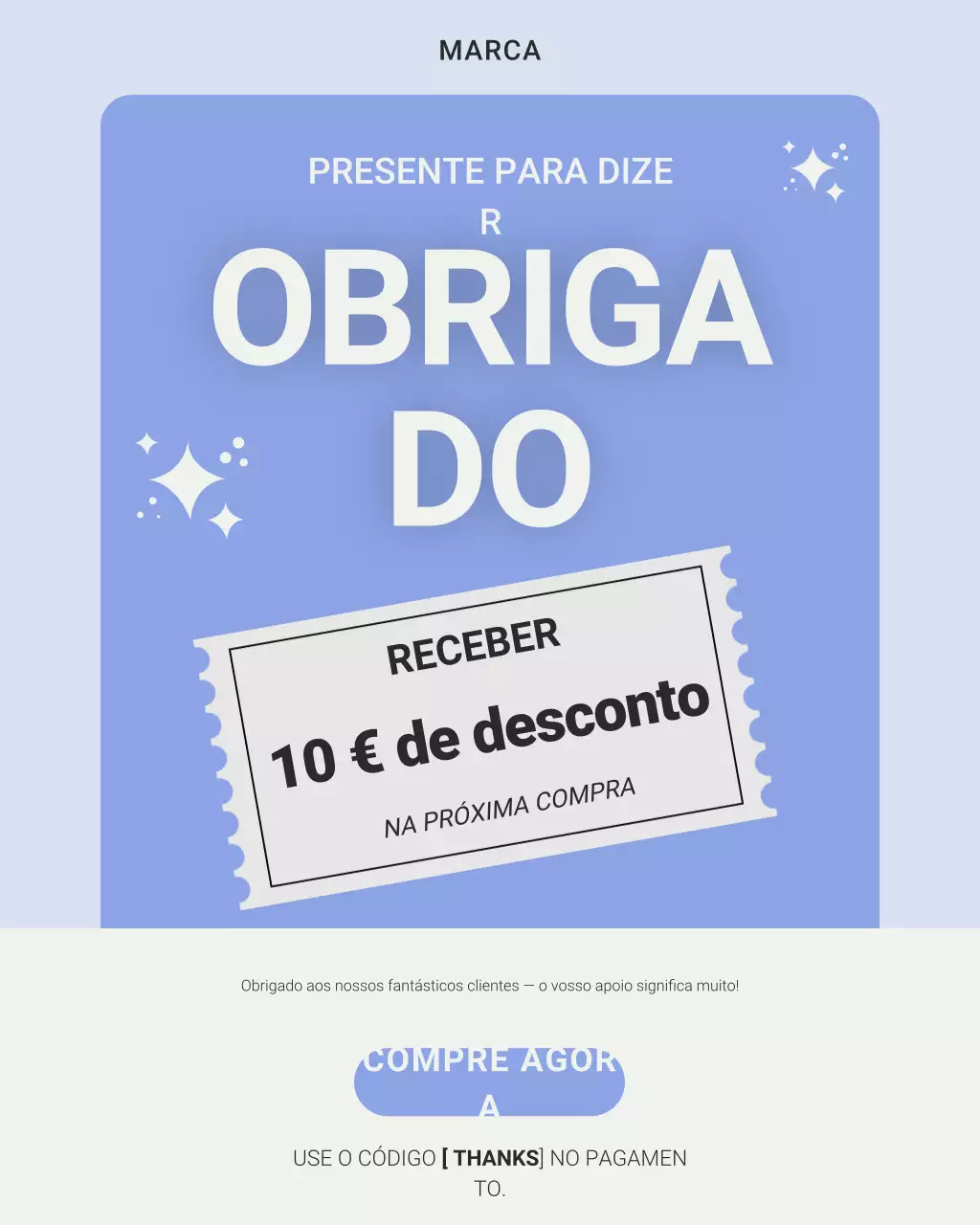 Postagem promocional "Agradecimento" em azul moderno no Instagram