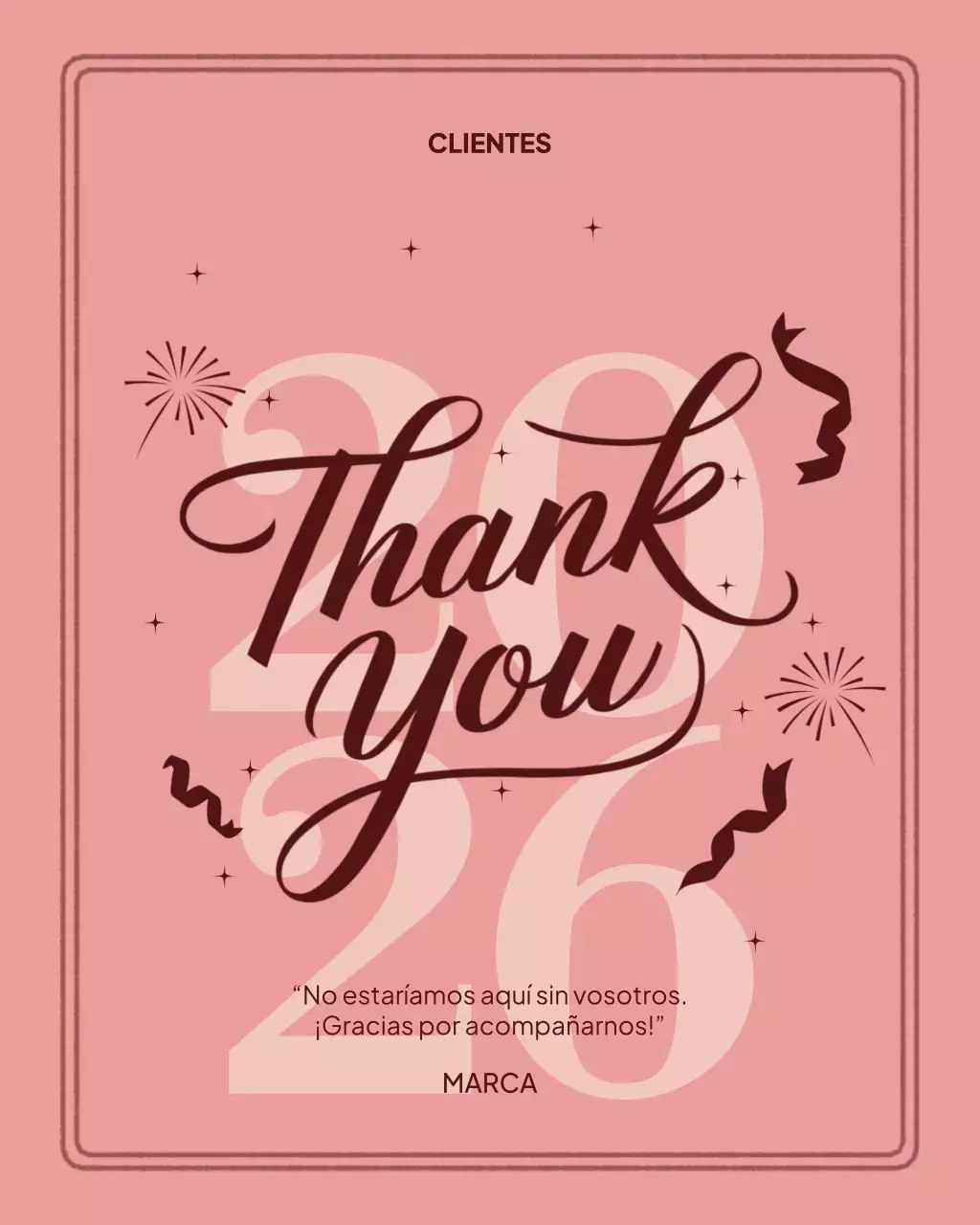 Tarjeta de agradecimiento elegante en color rosa para Instagram