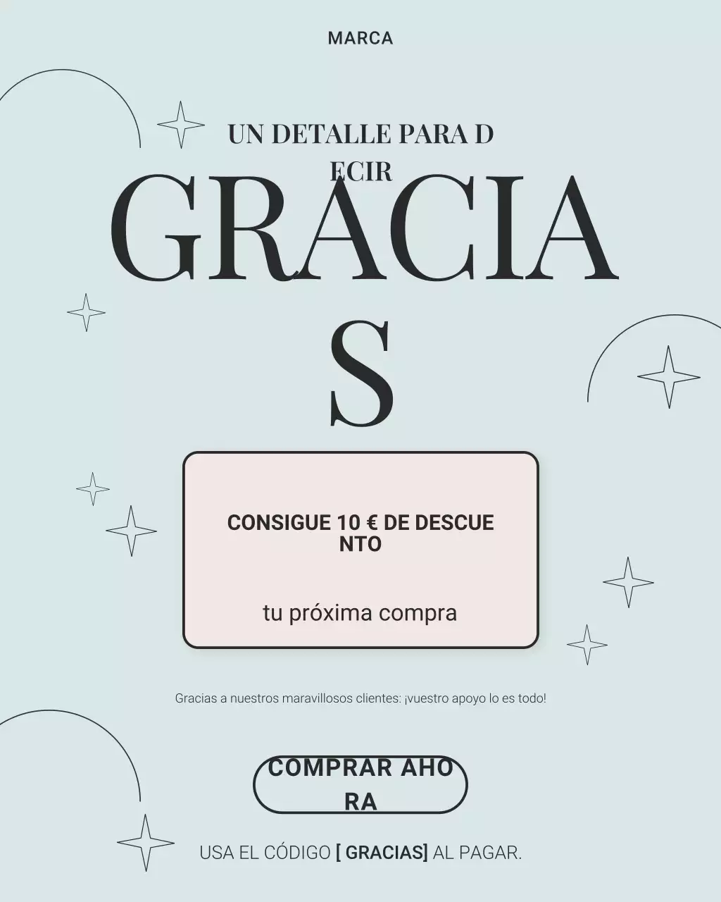 Publicación de Instagram de agradecimiento minimalista en azul