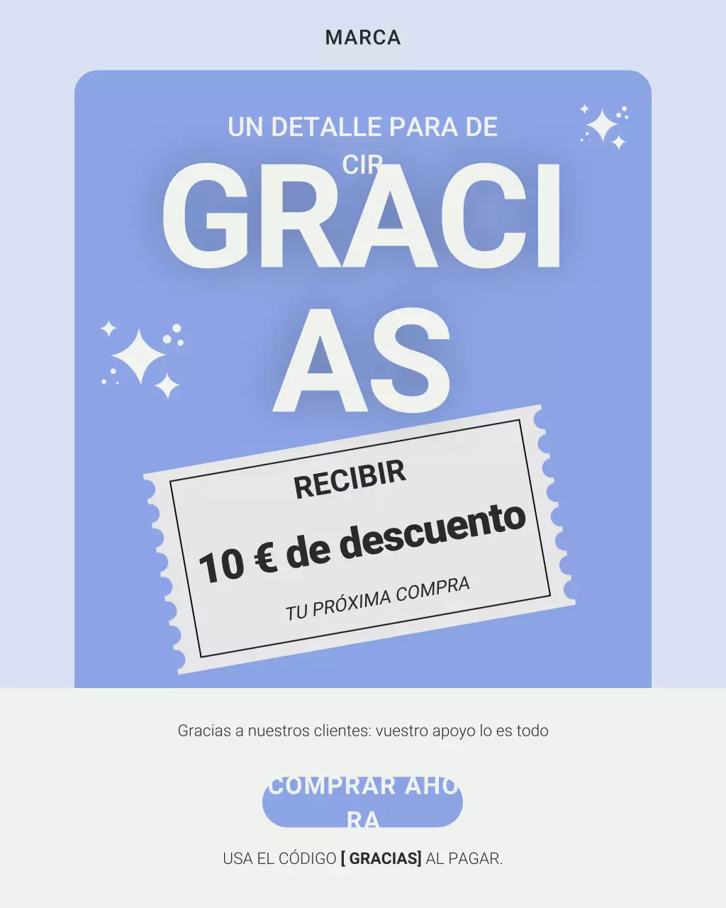 Publicación de Instagram de la promoción de agradecimiento Blue Modern