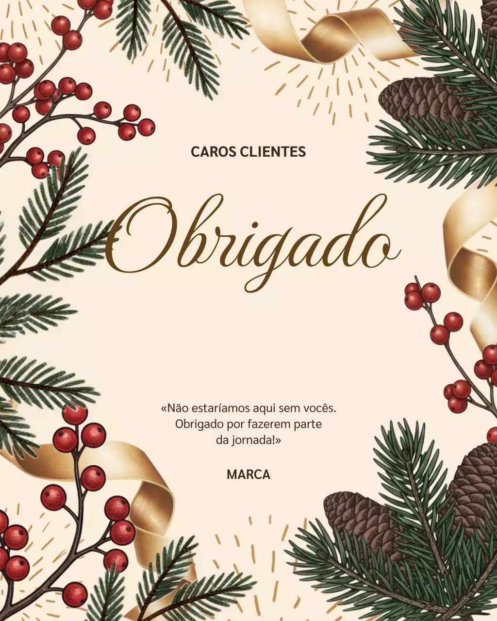 Postagem no Instagram de um cartão de agradecimento botânico bege