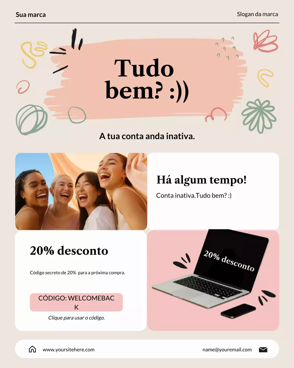 Promoção de engajamento lúdica em tons de bege