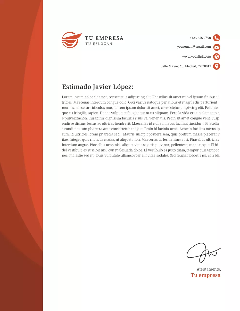 Membrete profesional de Orange