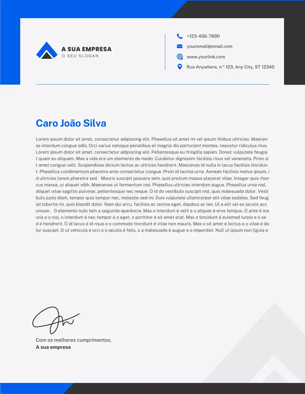 Papel timbrado comercial profissional azul