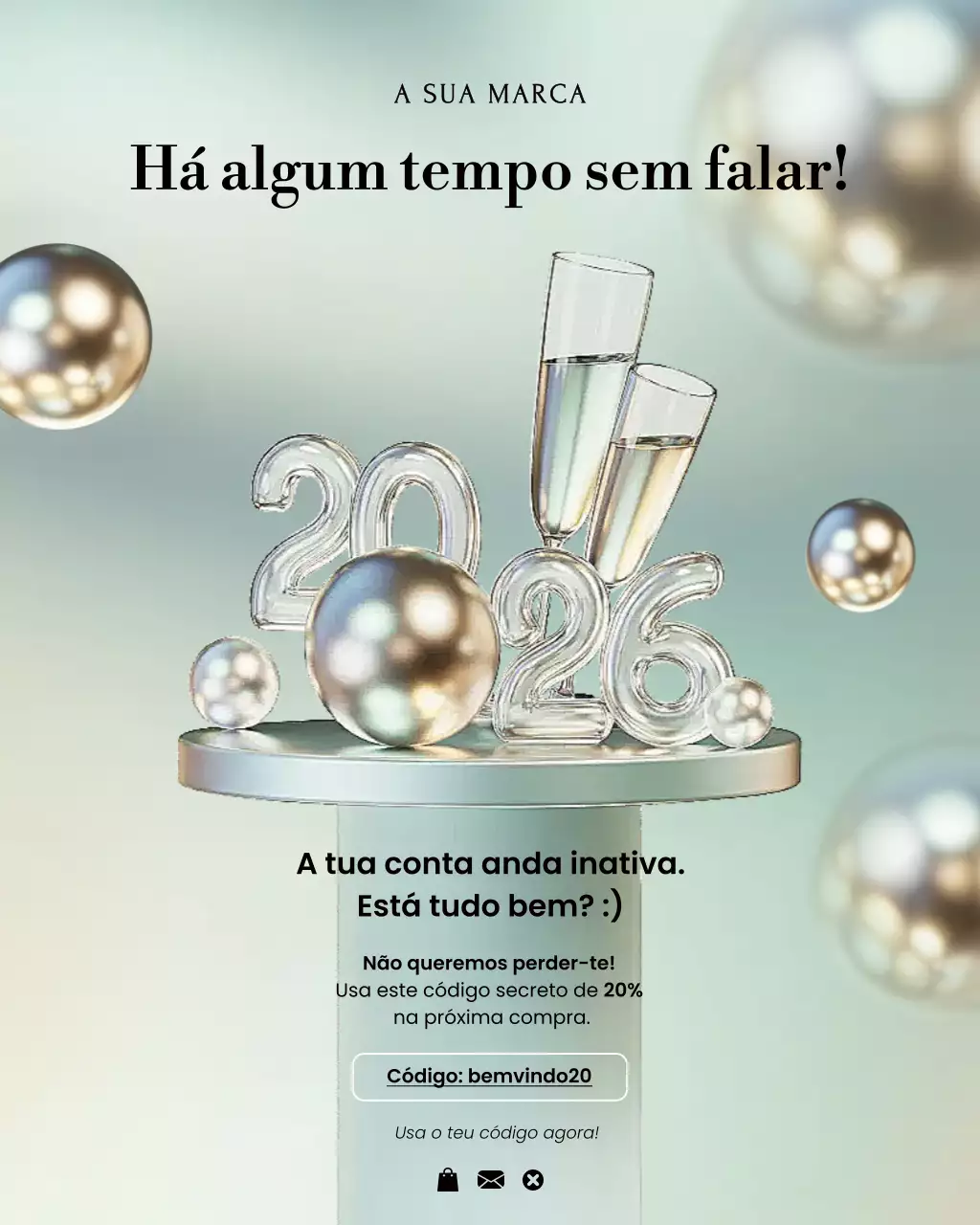 Promoção de Ano Novo Moderna Prateada