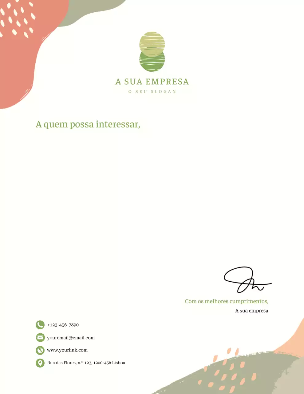 Papel timbrado comercial moderno verde