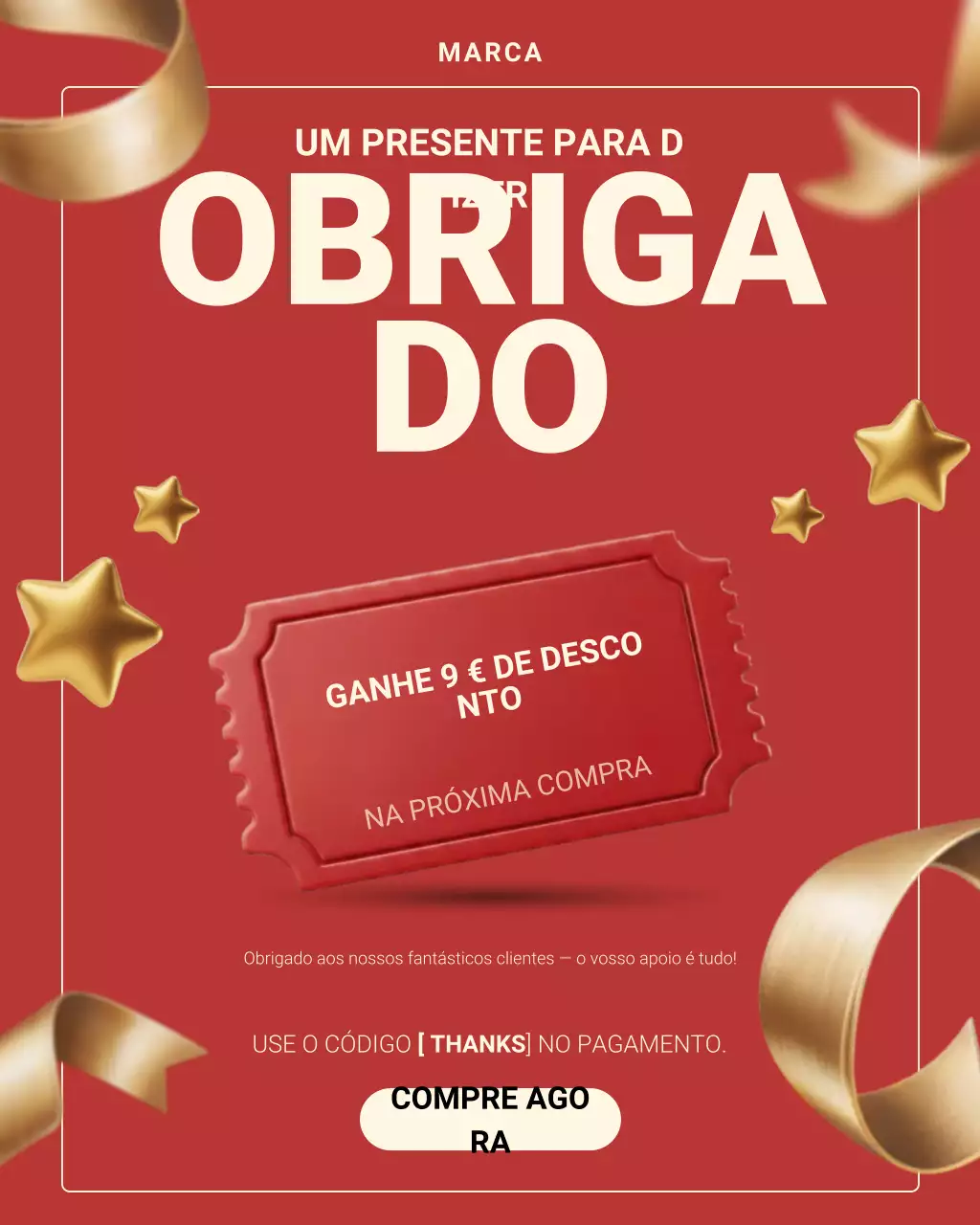Postagem promocional de agradecimento moderna e vermelha no Instagram