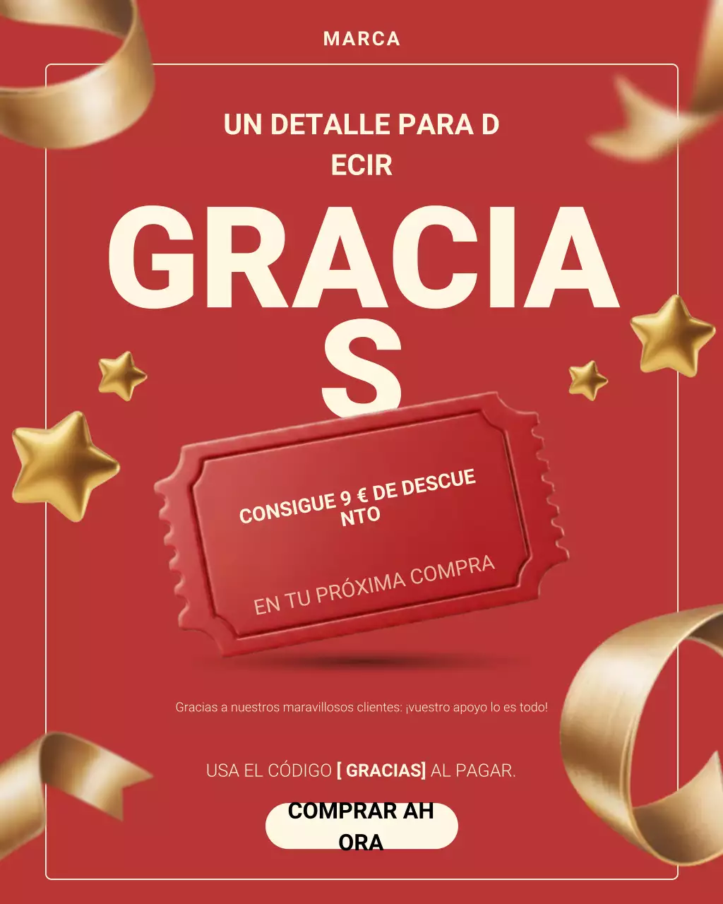 Publicación de Instagram de la promoción de agradecimiento de Red Modern