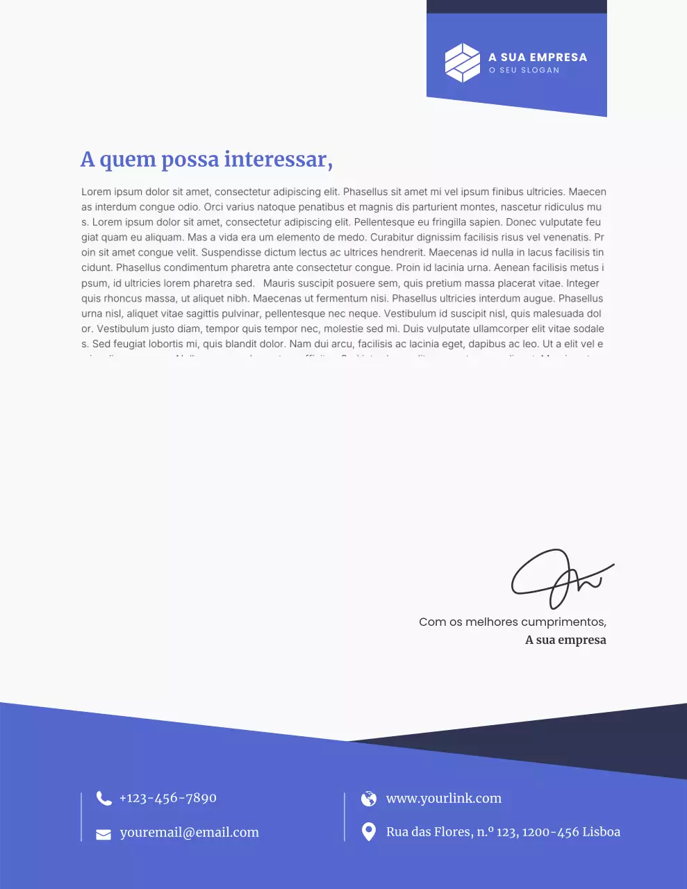 Papel timbrado comercial profissional azul