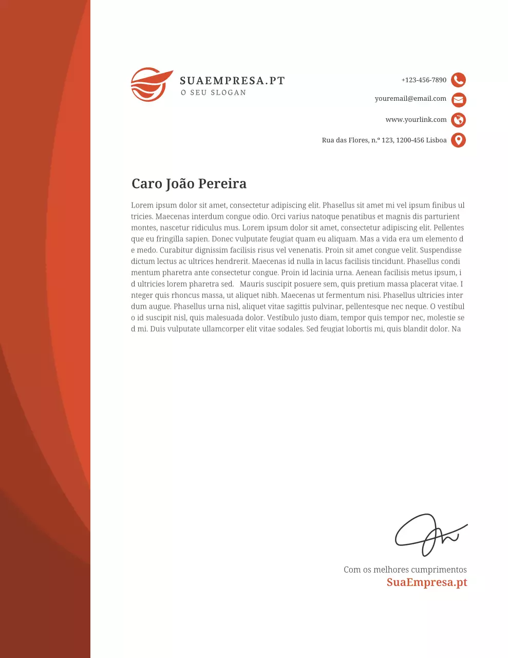 Papel timbrado comercial profissional laranja