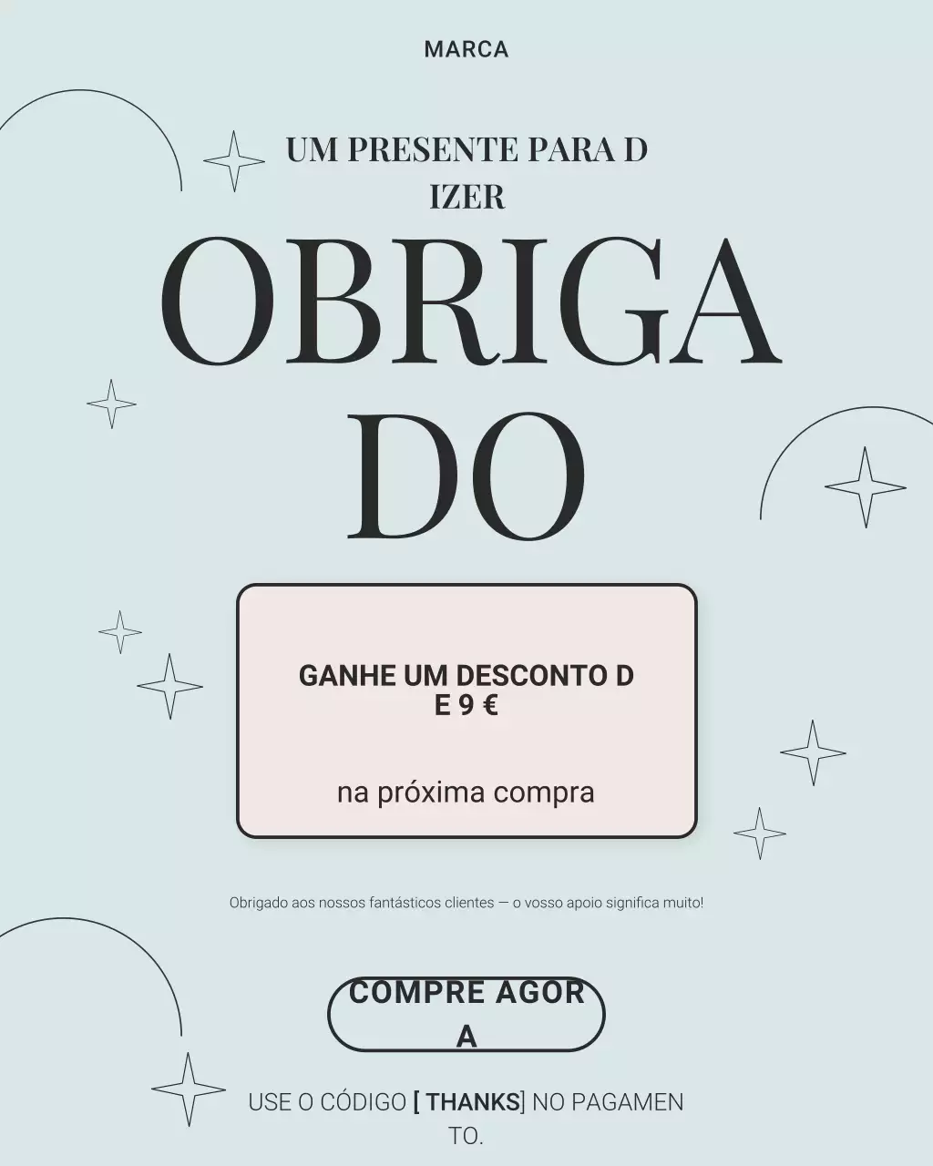 Postagem minimalista azul de agradecimento no Instagram