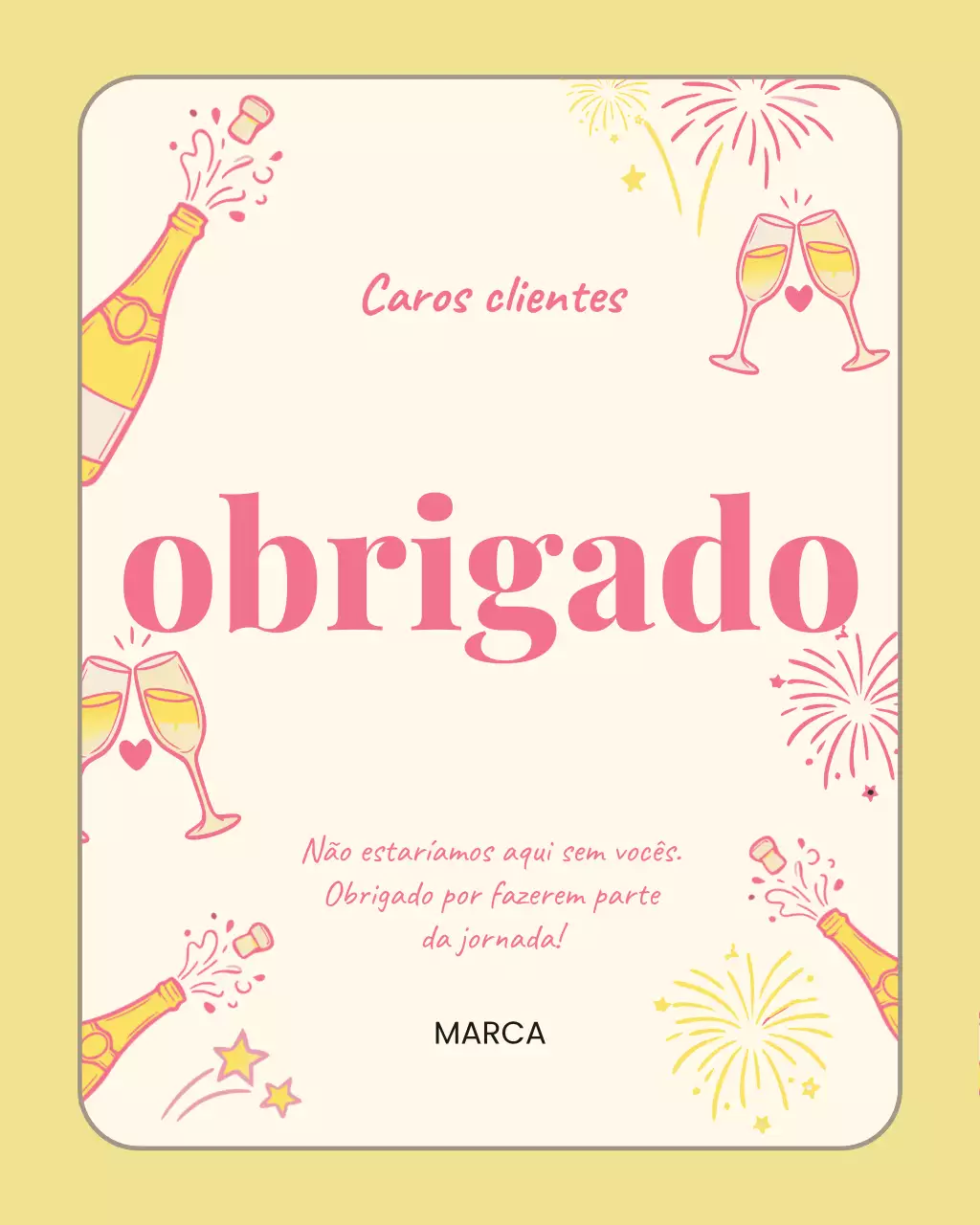 Postagem no Instagram com um cartão de agradecimento elegante em tom bege.