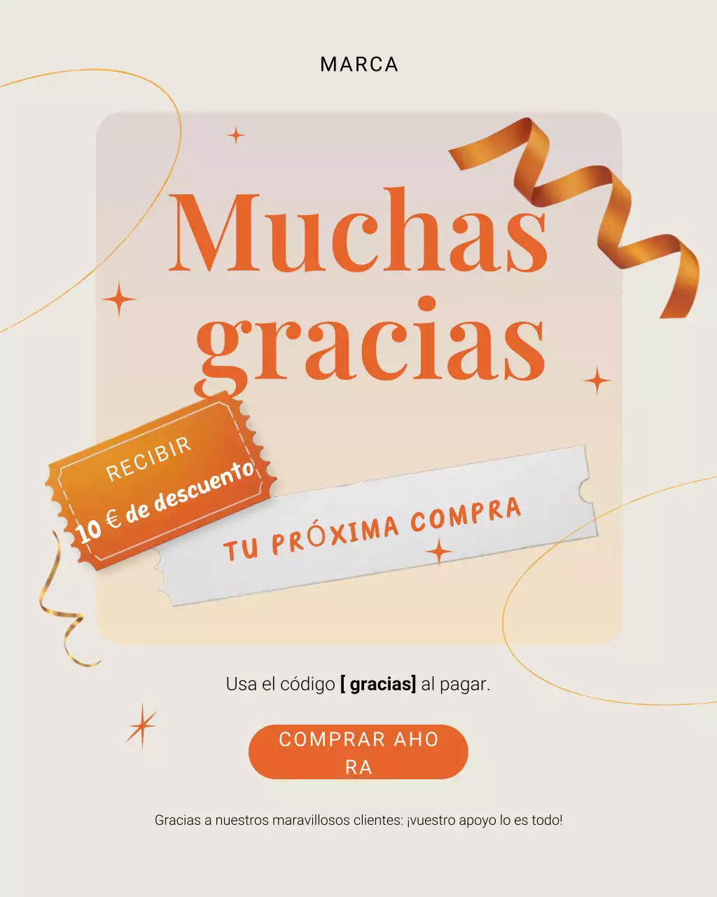 Publicación de Instagram de la promoción de descuento moderna de Orange