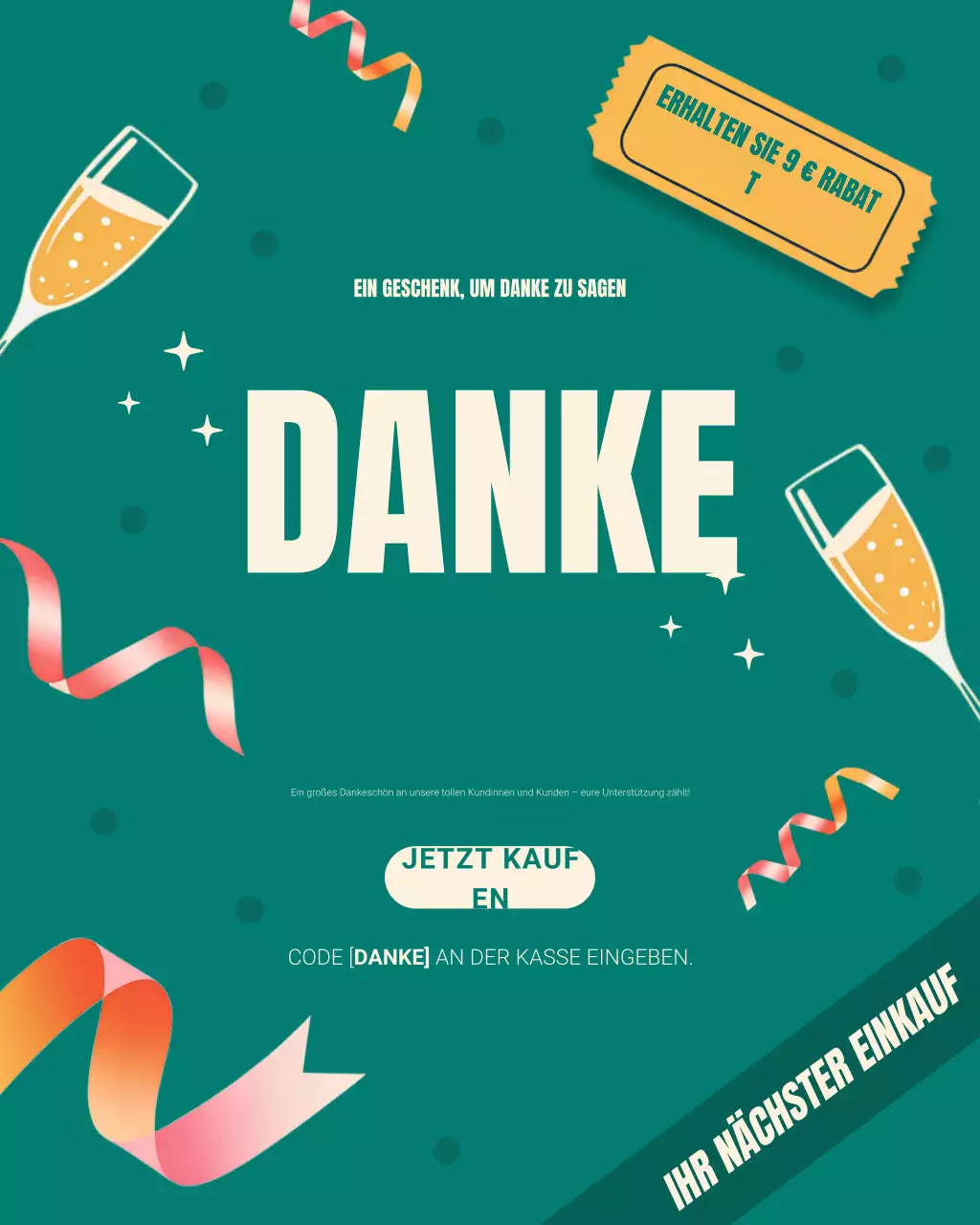 Türkisfarbener moderner Dankes-Instagram-Post