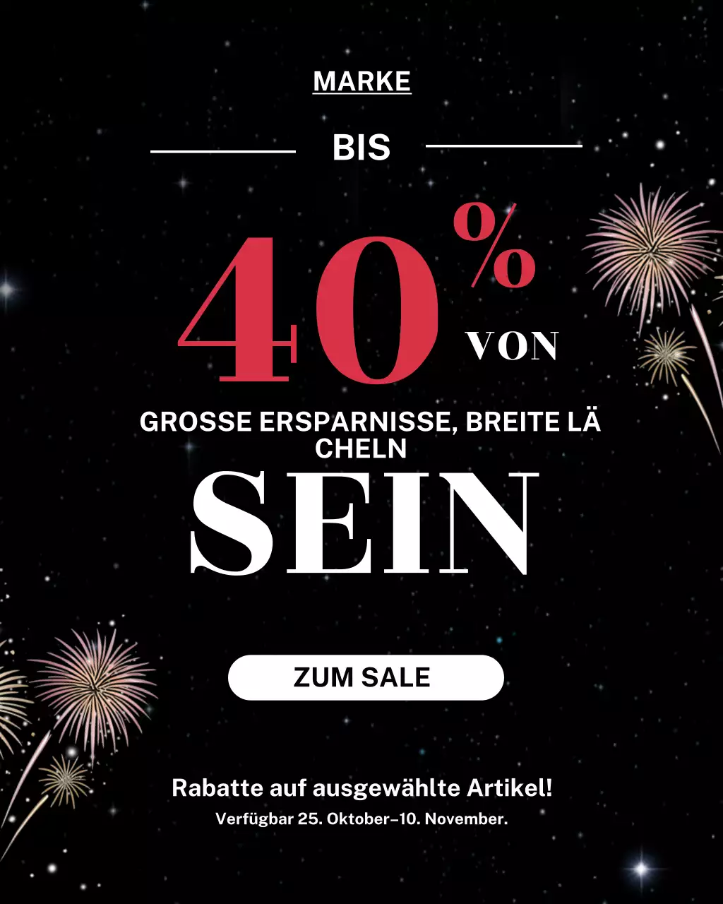 Instagram-Porträt für die Verkaufsaktion in Schwarz