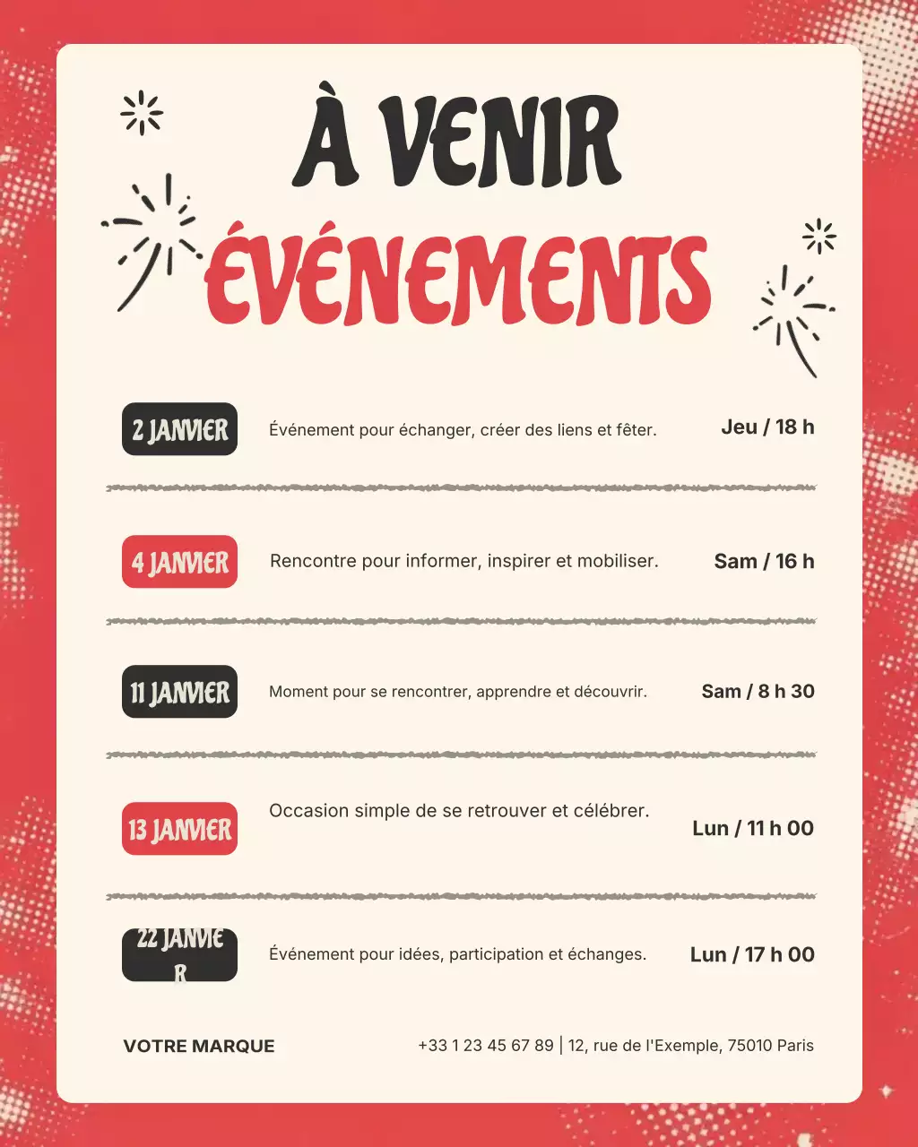 Annonce d'un événement Red Modern sur Instagram