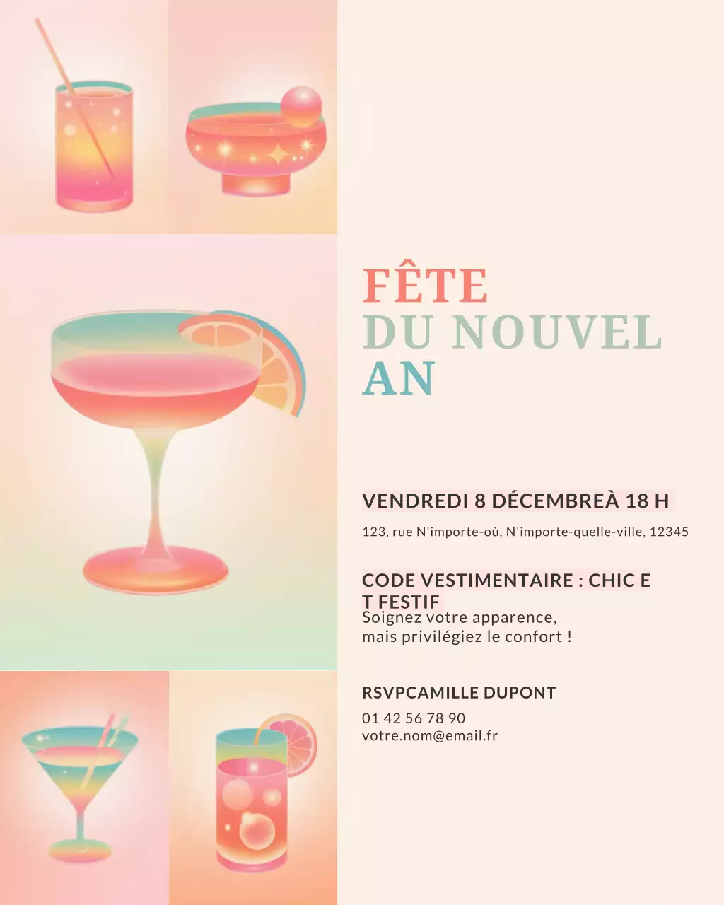 Invitation à un cocktail moderne rose (publication Instagram)
