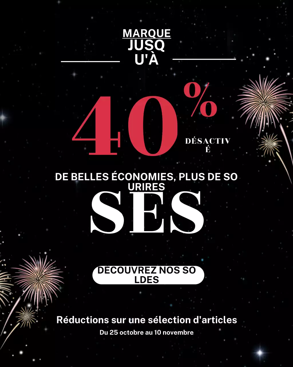 Portrait Instagram de promotion de soldes en noir et blanc