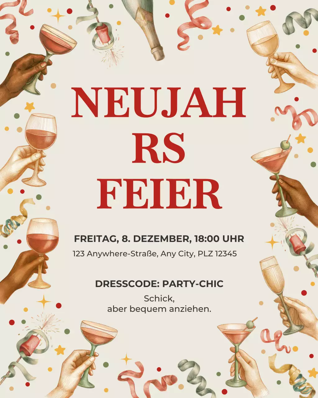 Beige Vintage Cocktail Einladung Instagram-Post