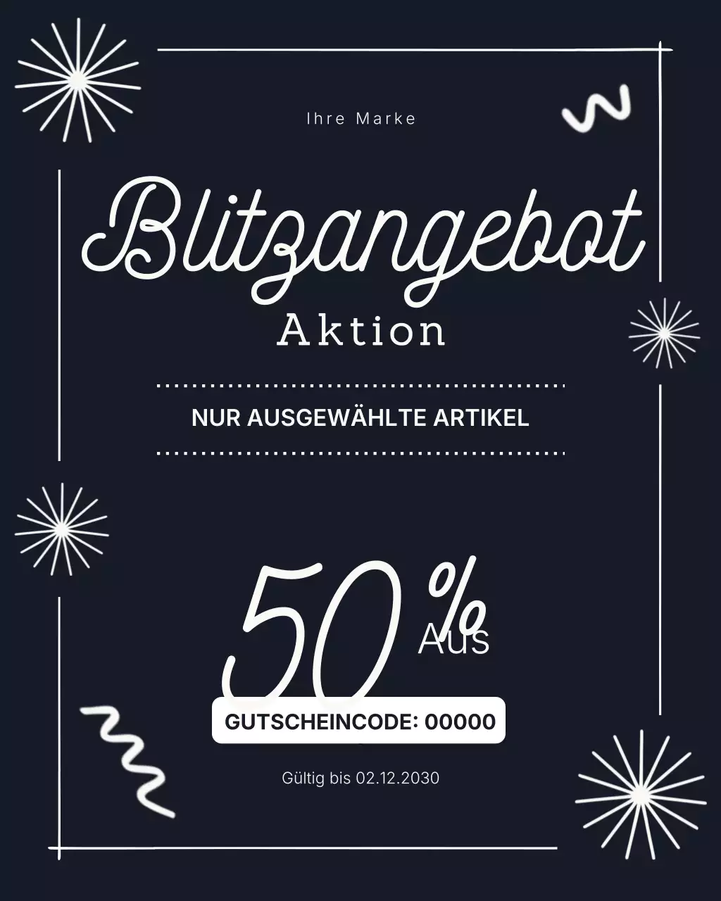 Instagram-Post zur Verkaufsaktion für moderne schwarze Kleidung