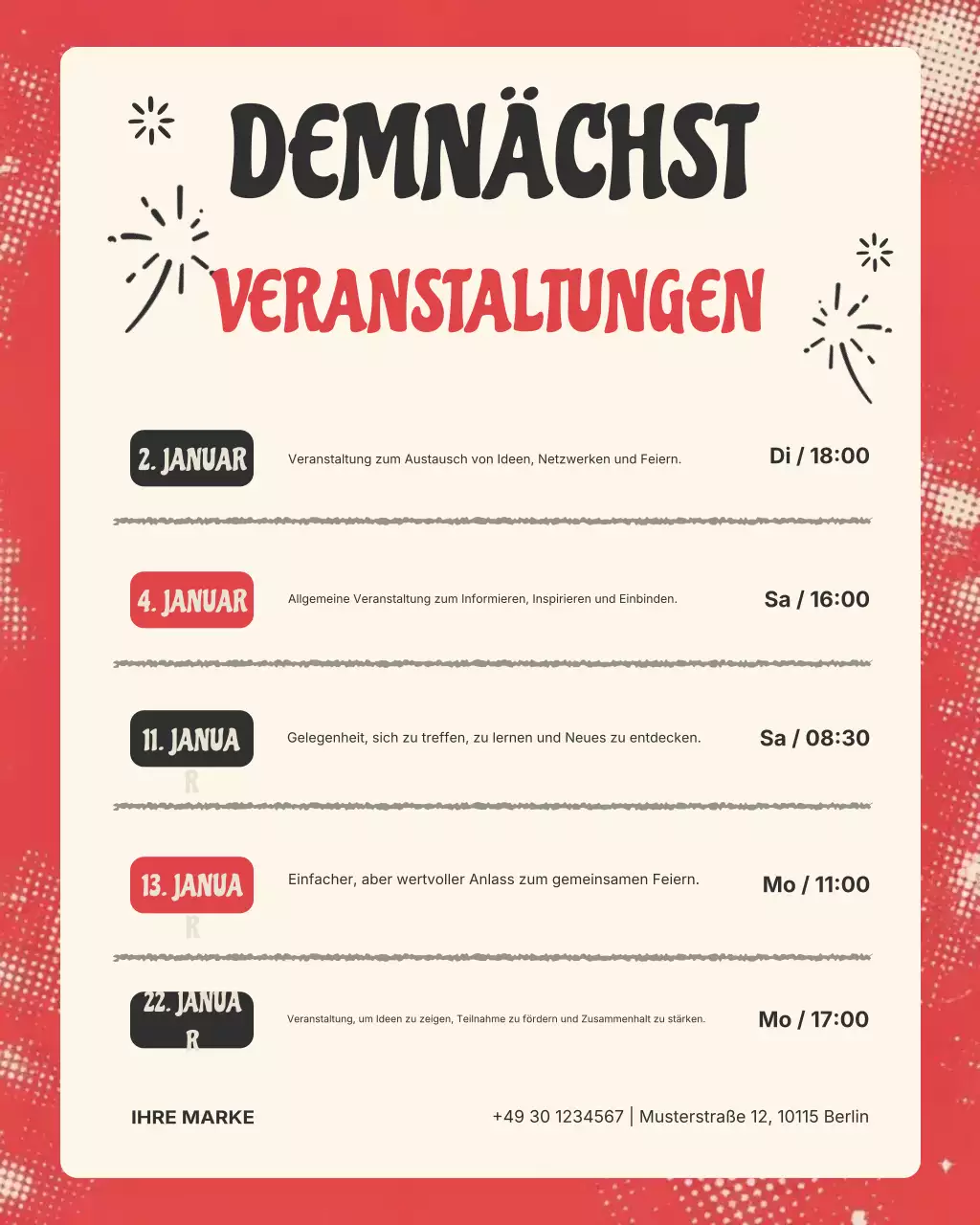 Ankündigung eines Events von Red Modern auf Instagram