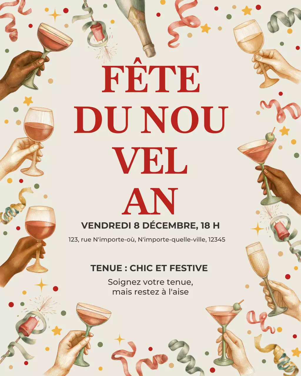 Invitation à un cocktail vintage beige (publication Instagram)