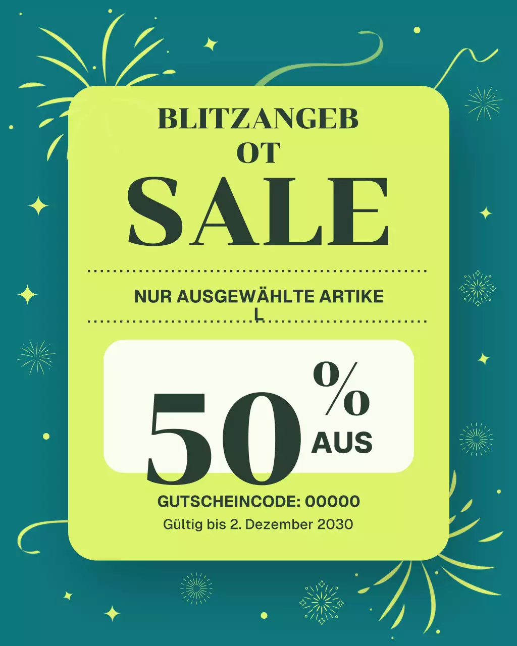 Instagram-Post zur Verkaufsaktion von Teal Modern