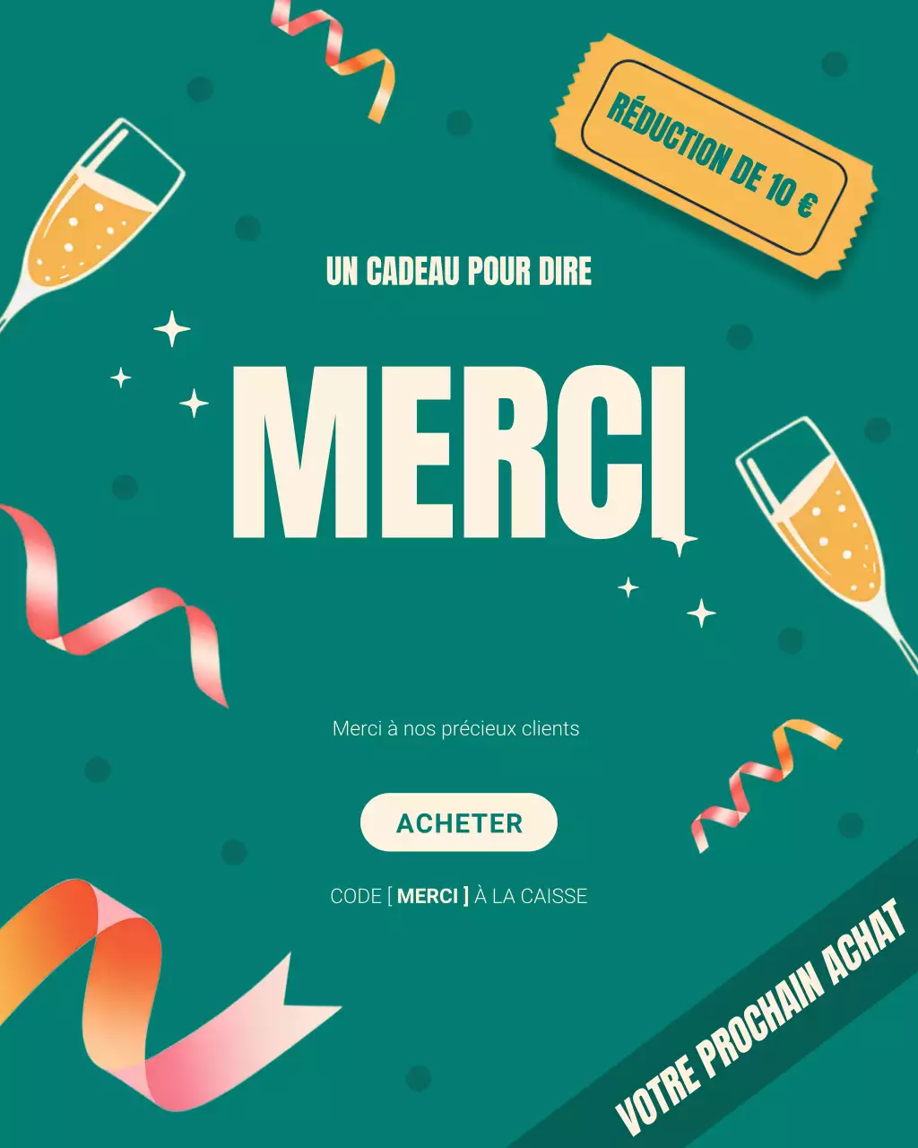 Publication Instagram moderne de remerciements turquoise