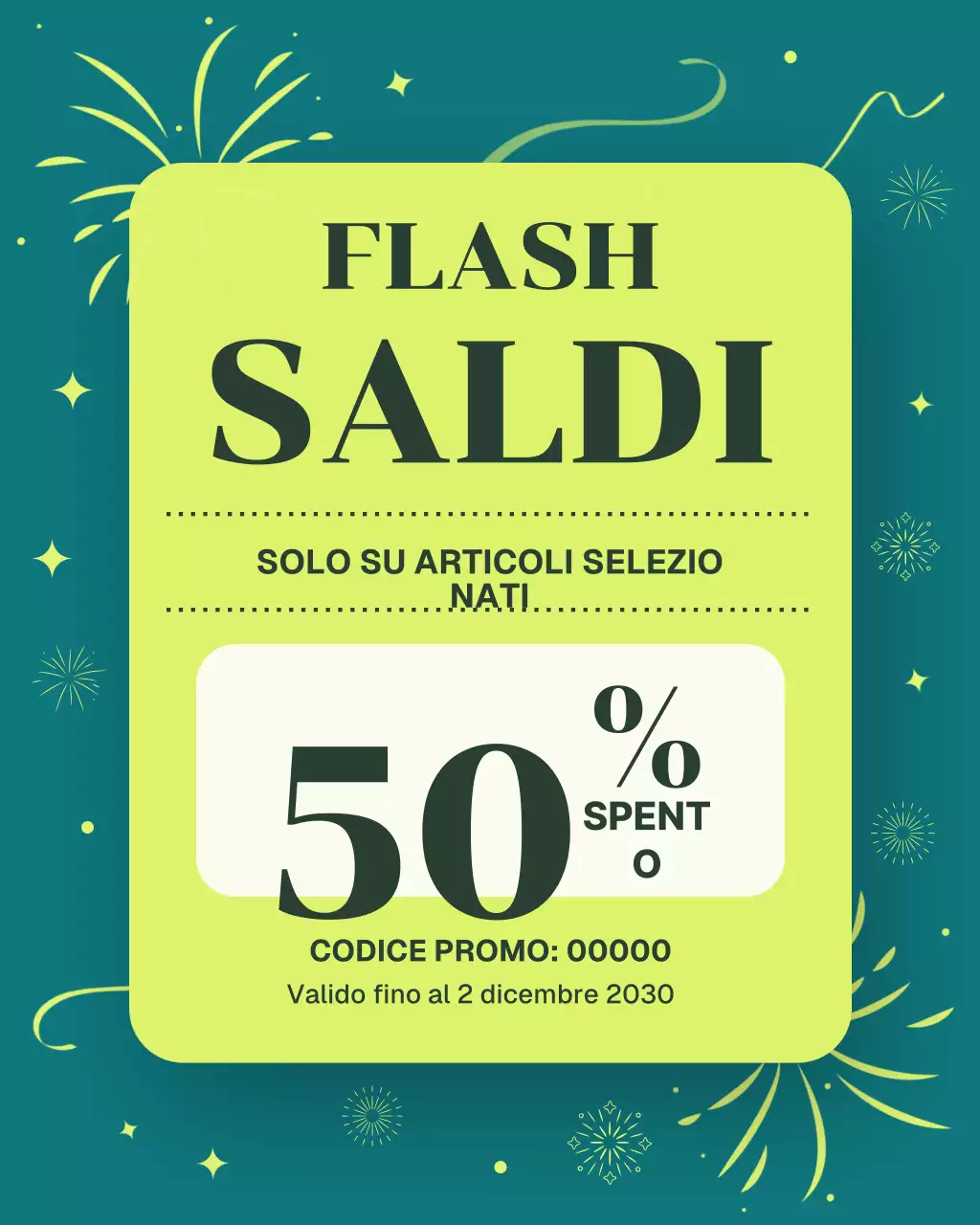 Post di Instagram sulla promozione dei saldi moderni color verde acqua