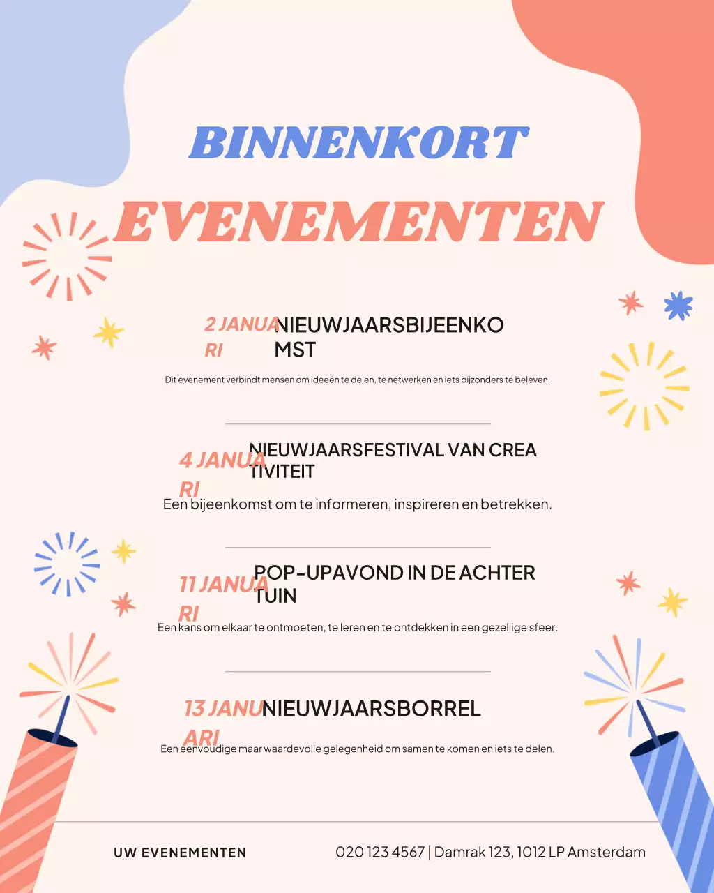 Kleurrijke moderne evenementenkalender Instagram-post