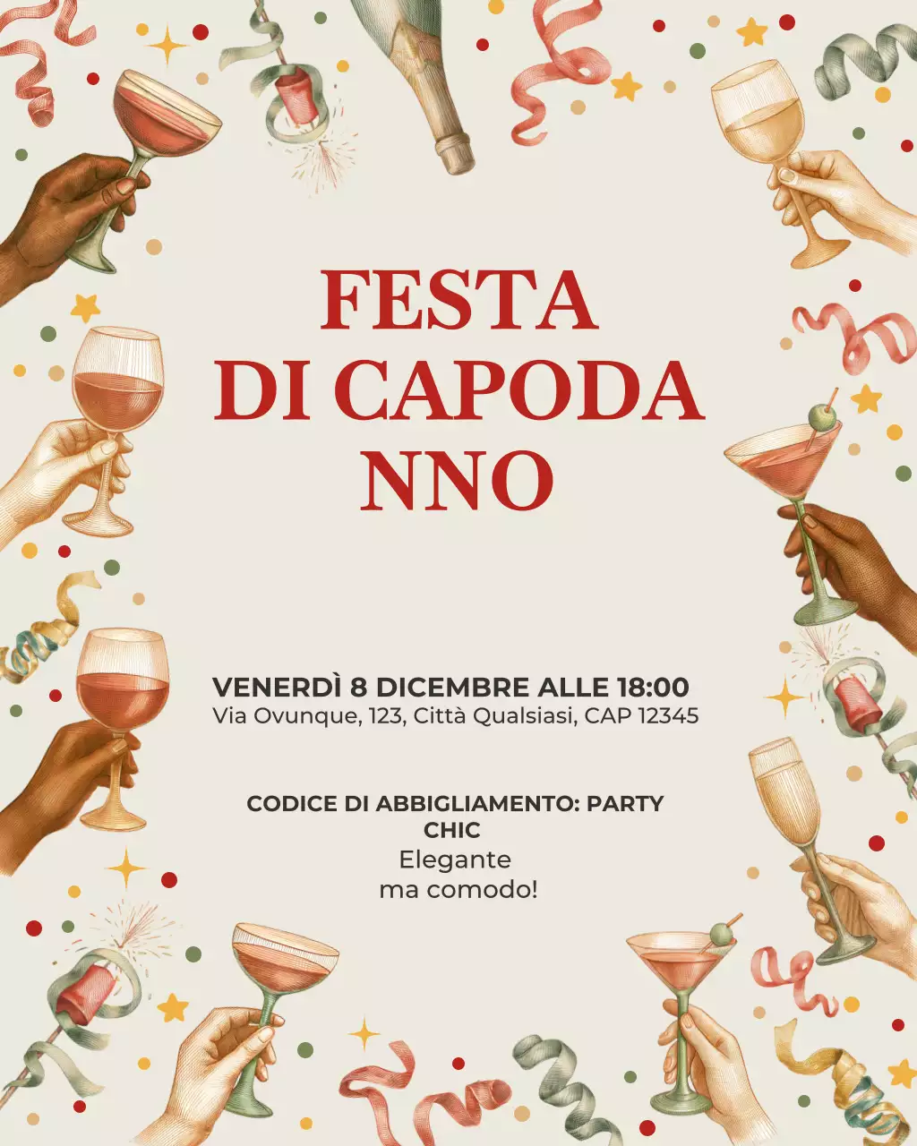 Post Instagram con invito a un cocktail vintage beige