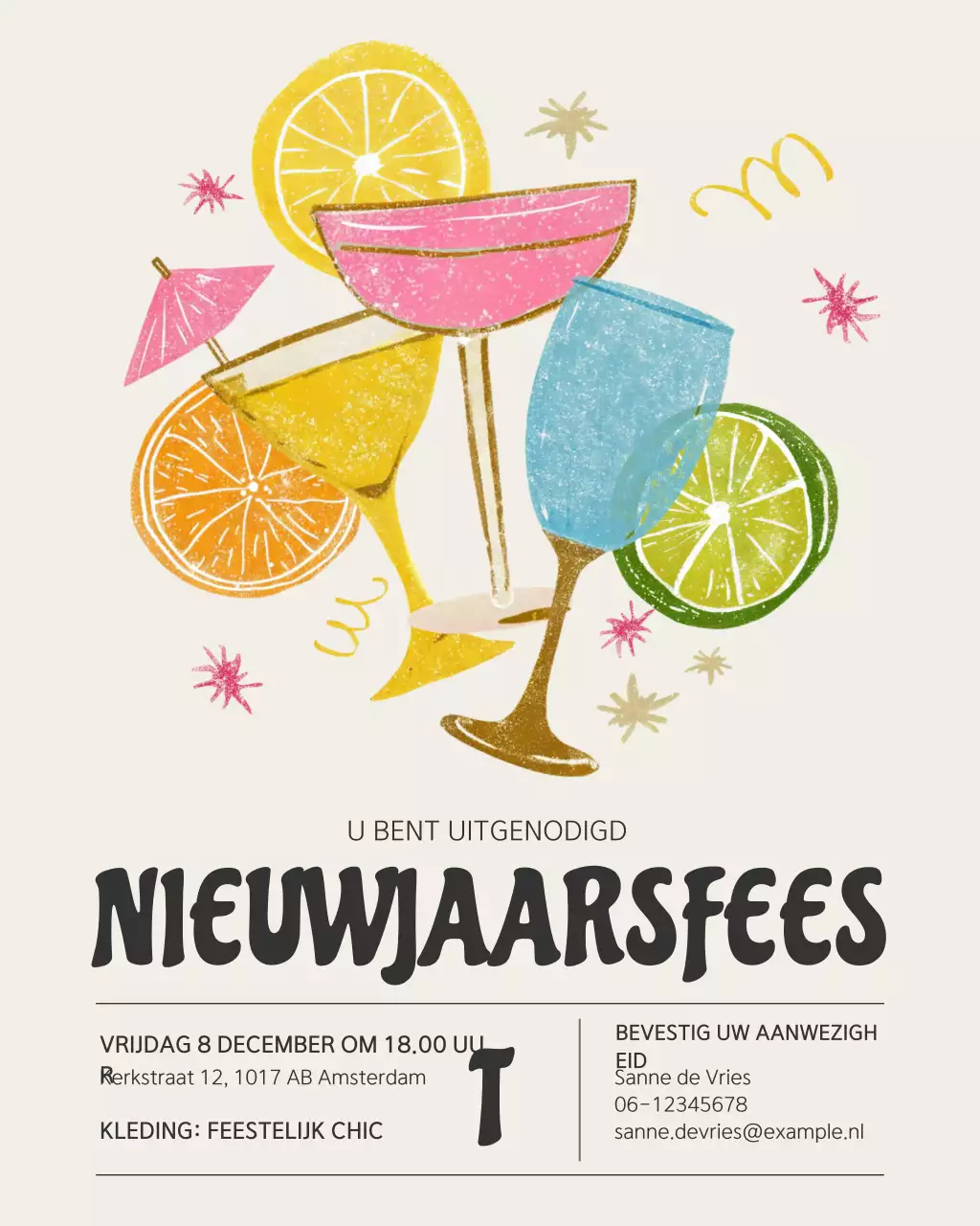 Beige retro cocktailuitnodiging Instagram-post