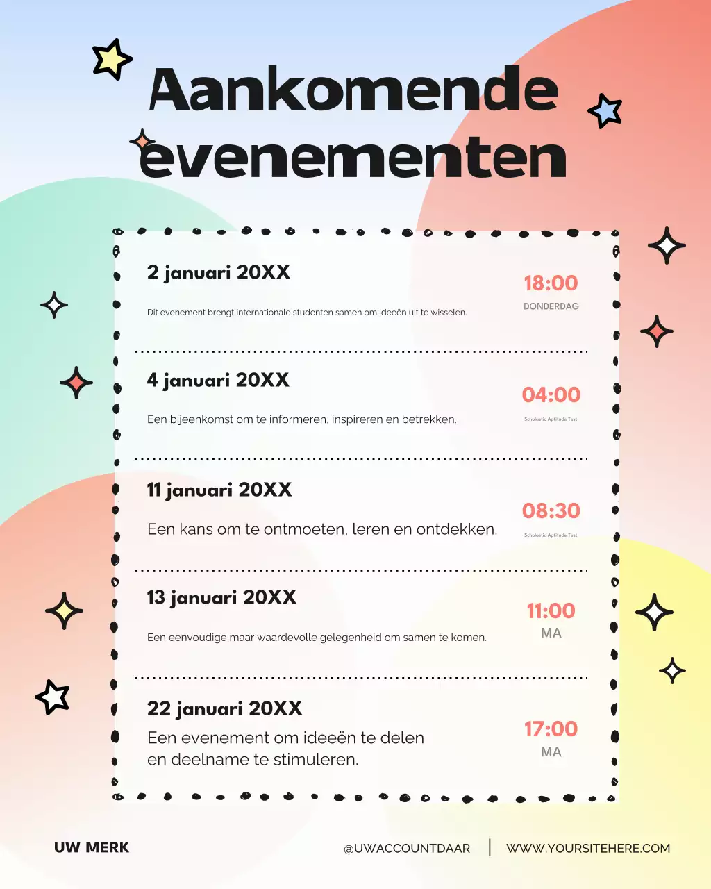 Aankondiging van een evenement in pastelstijl via Instagram.