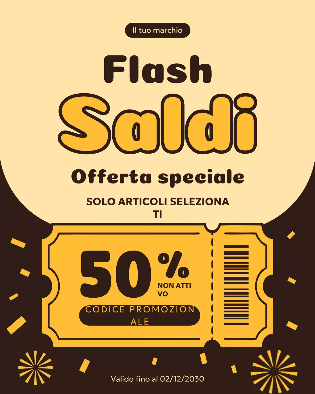 Post di Instagram sulla promozione della vendita retrò arancione