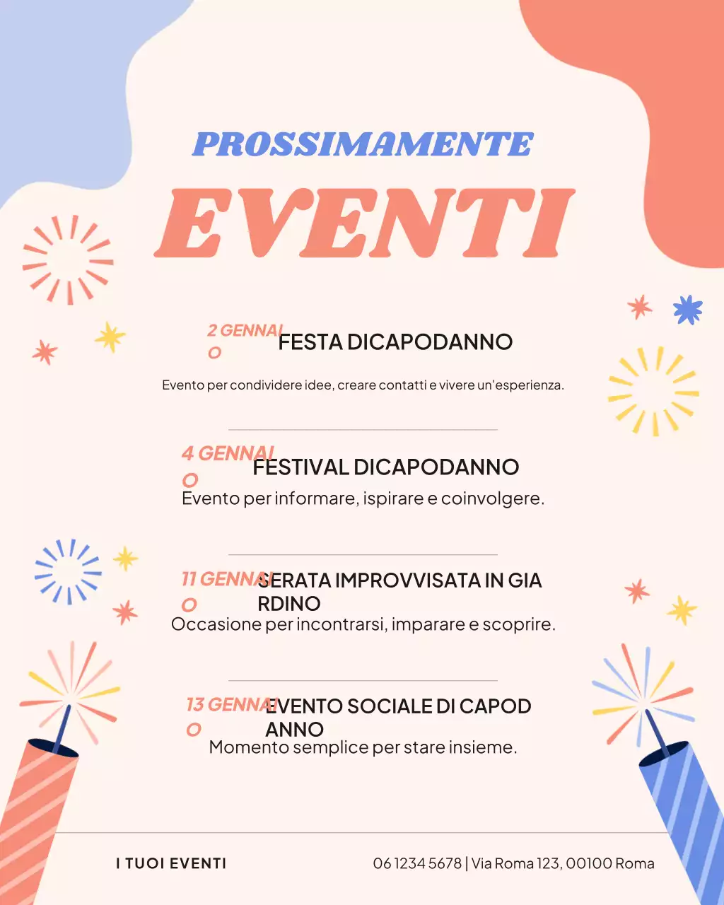 Post Instagram del calendario eventi moderno e colorato