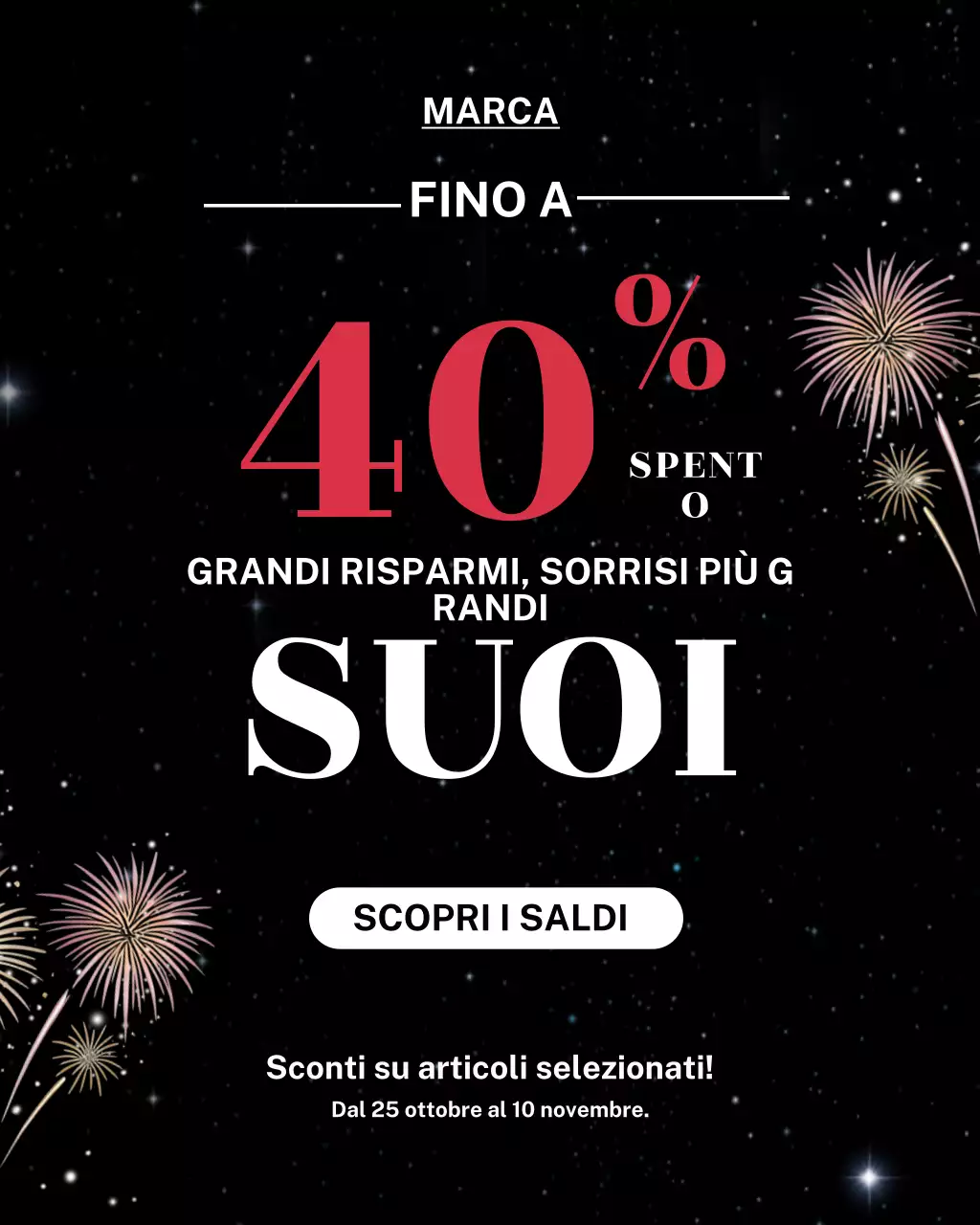 Ritratto Instagram promozionale in saldo nero audace