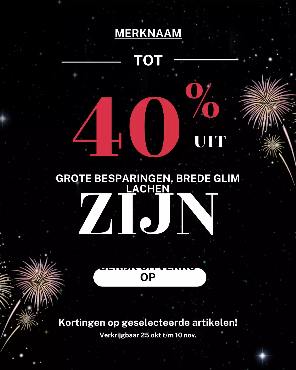 Zwarte, opvallende uitverkoopactie Instagram-portret