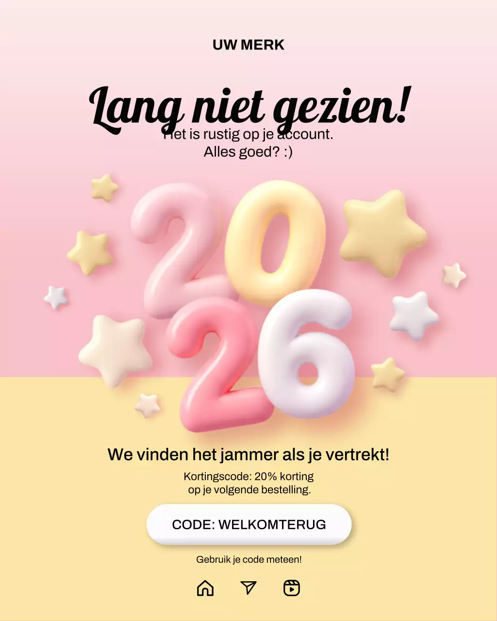 Roze en gele moderne kortingsactie