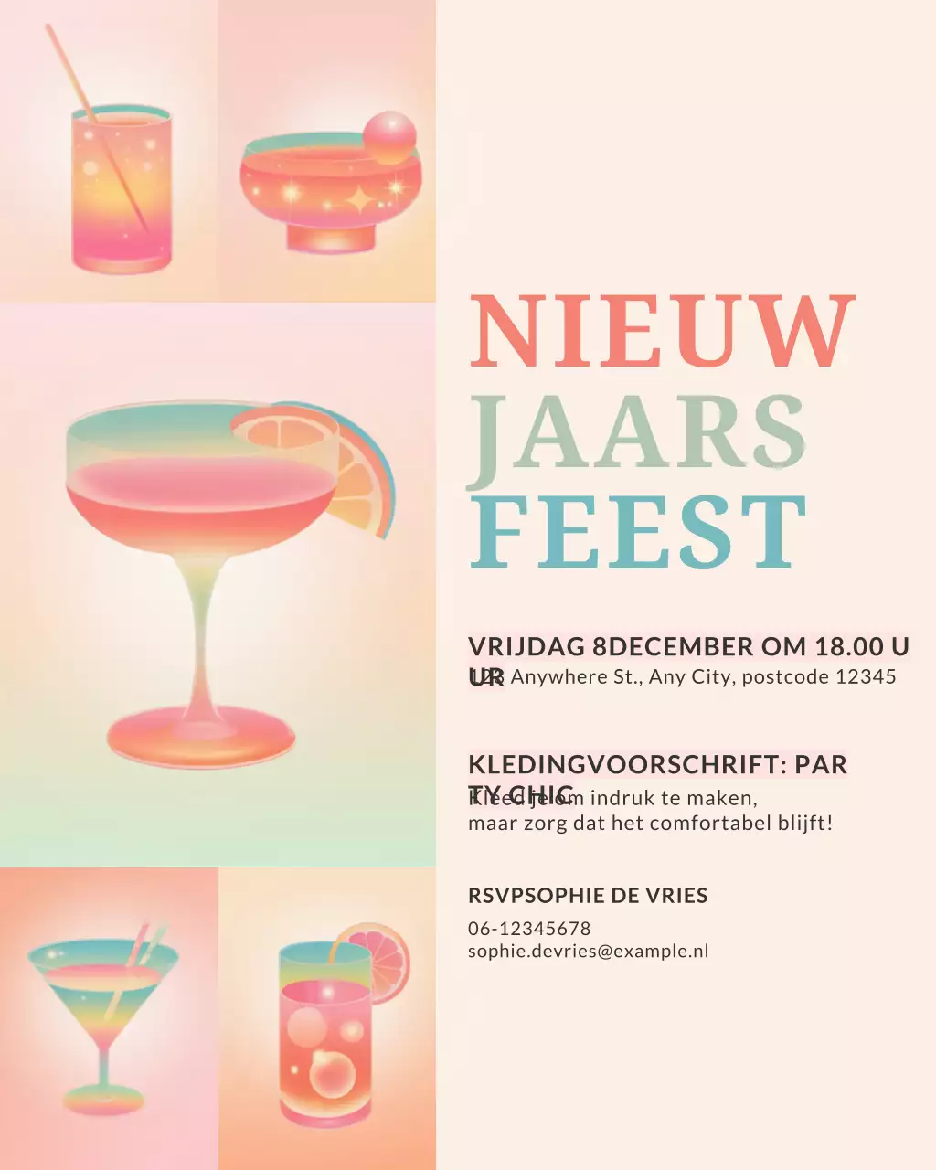 Roze moderne cocktailuitnodiging Instagram-post