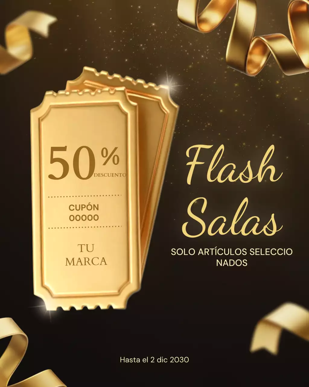 Publicación de Instagram de la promoción de venta moderna de oro