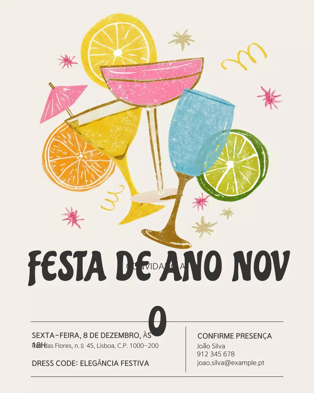 Convite para coquetel retrô bege - Postagem no Instagram