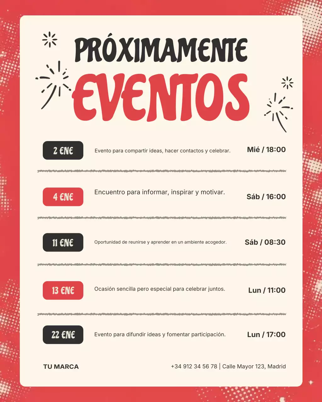 Publicación de Instagram del anuncio del evento Red Modern