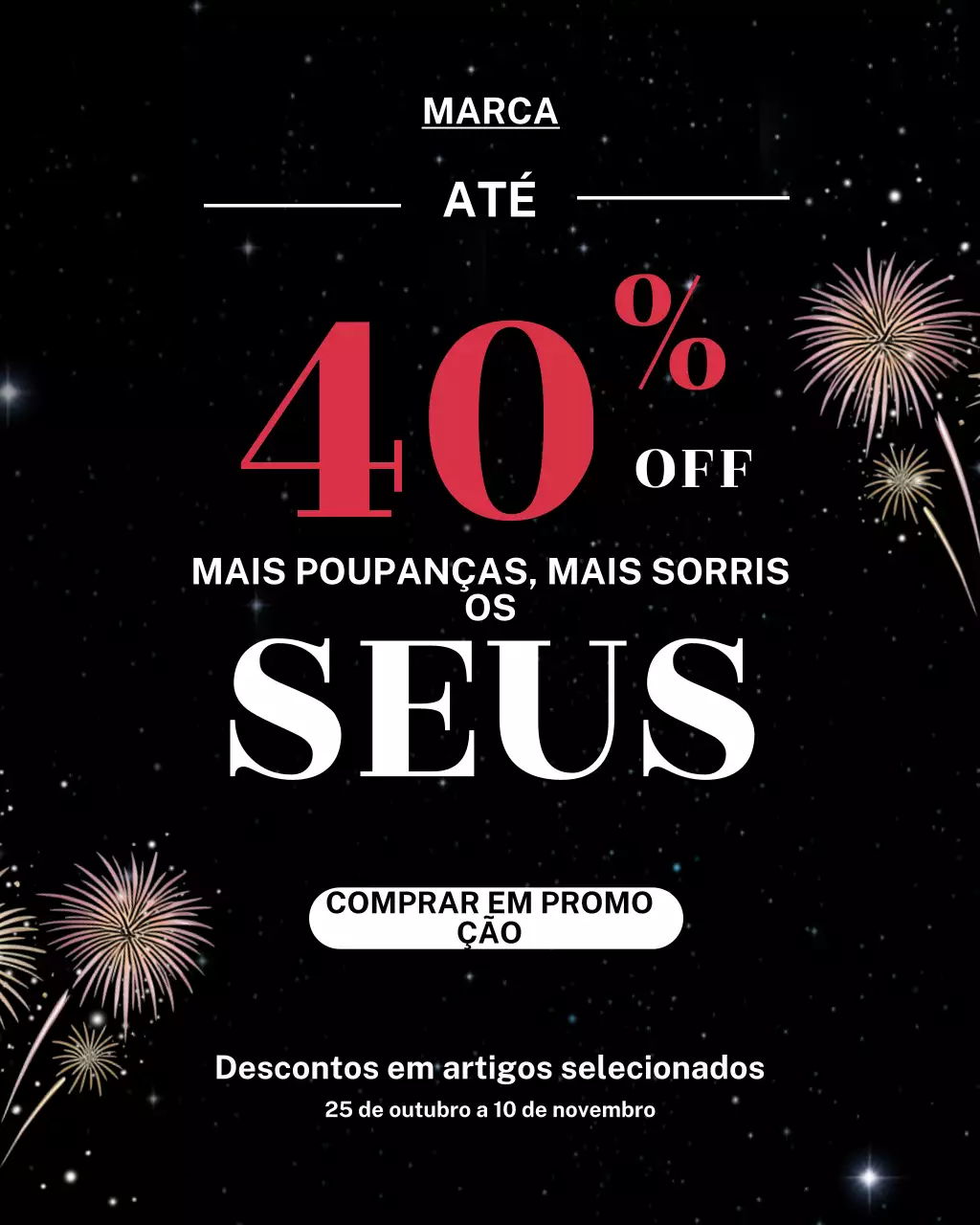 Retrato preto ousado para promoção de vendas no Instagram