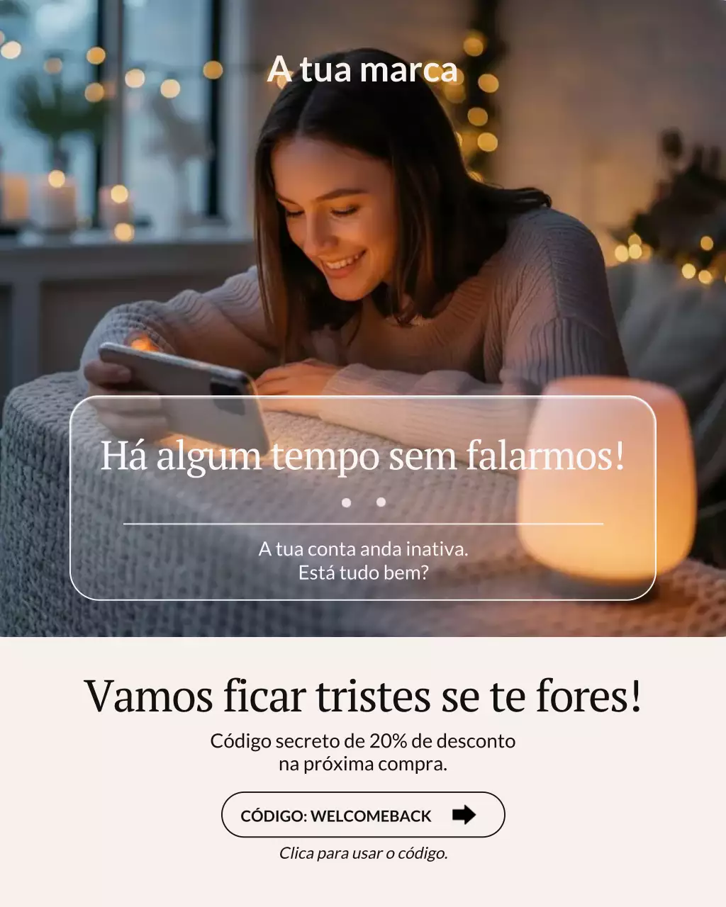 Promoção moderna para clientes na cor bege