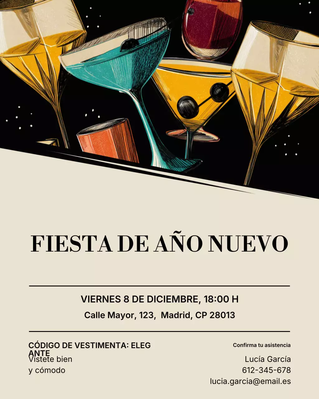 Invitación de cóctel retro beige para Instagram