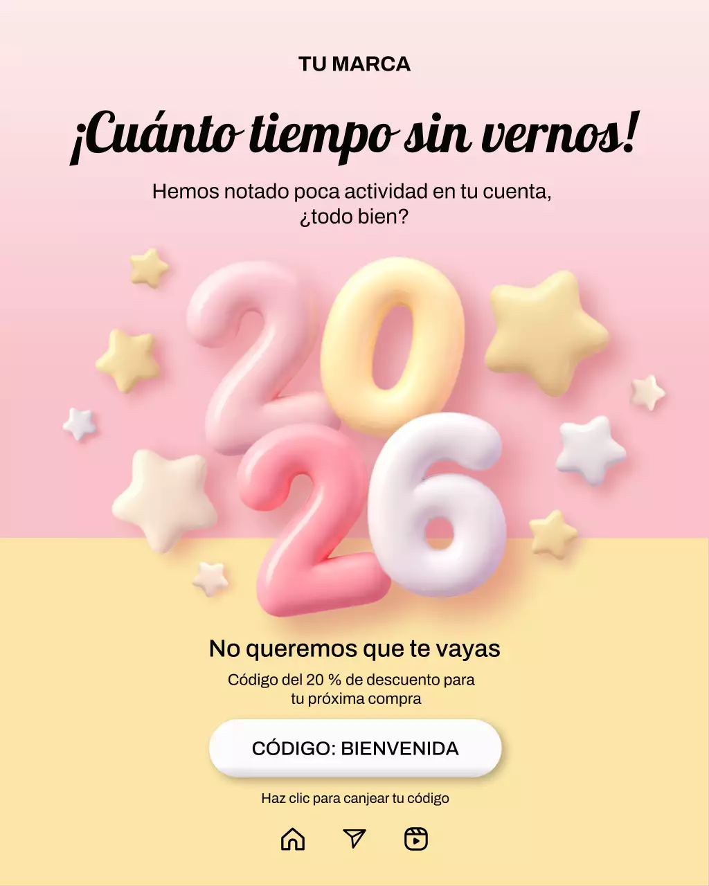 Promoción de descuento moderna en rosa y amarillo