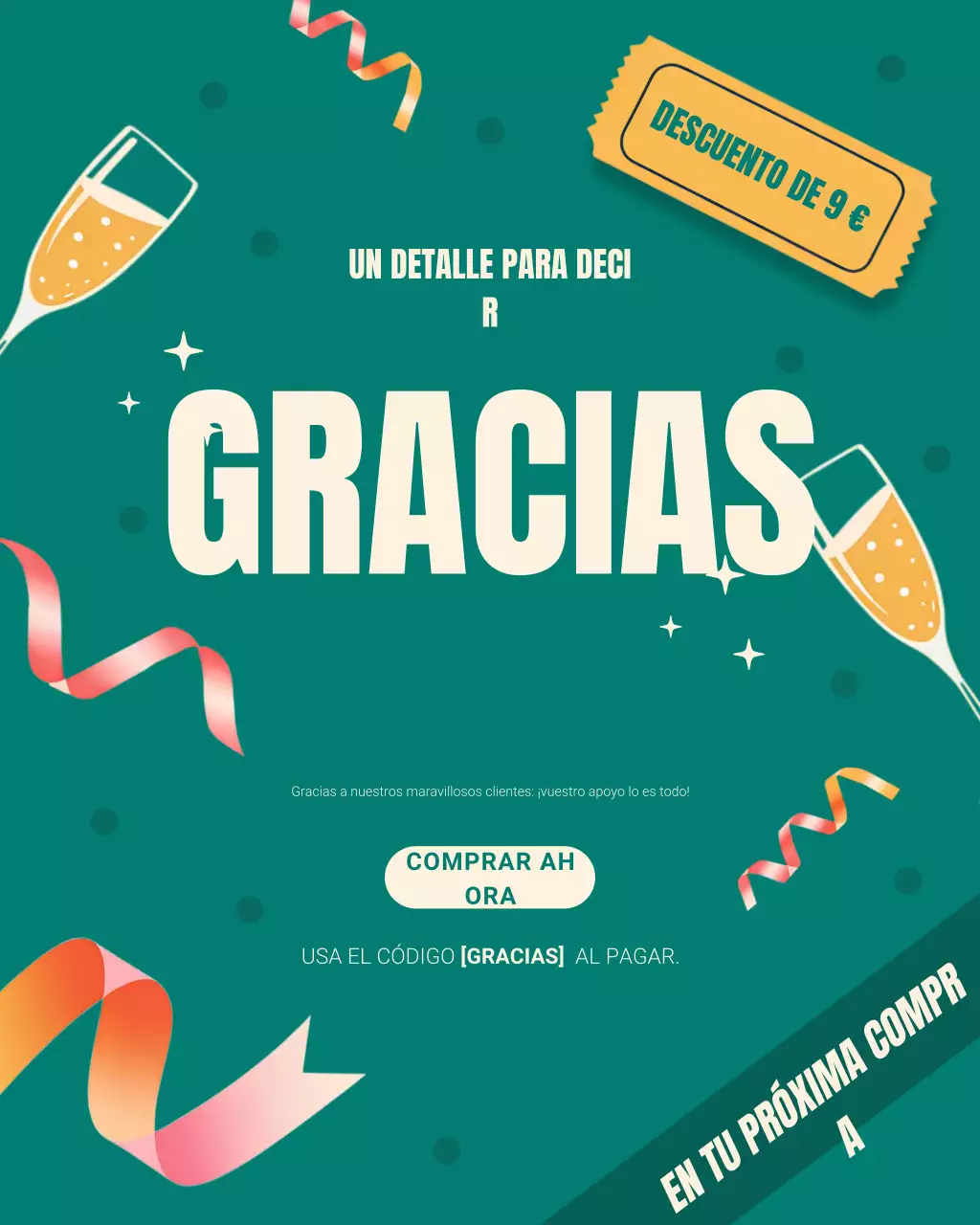 Publicación de Instagram de agradecimiento moderna en verde azulado