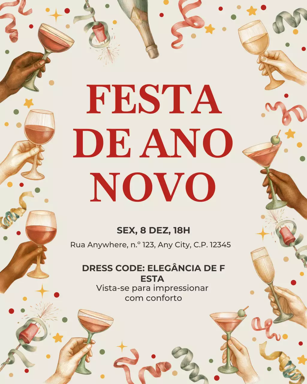 Convite para coquetel vintage bege - Postagem no Instagram