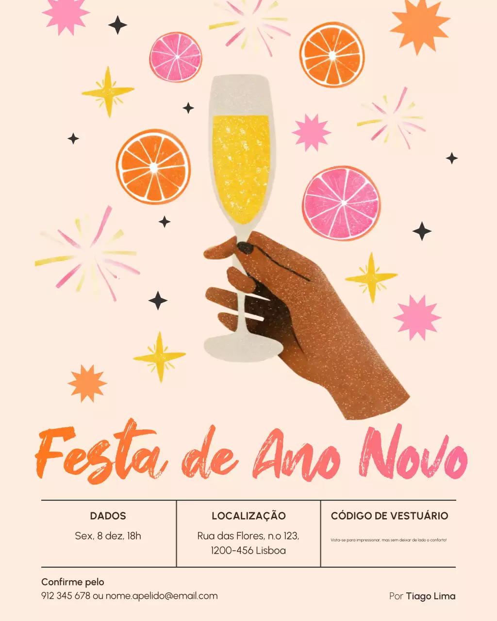 Convite para coquetel retrô bege - Postagem no Instagram